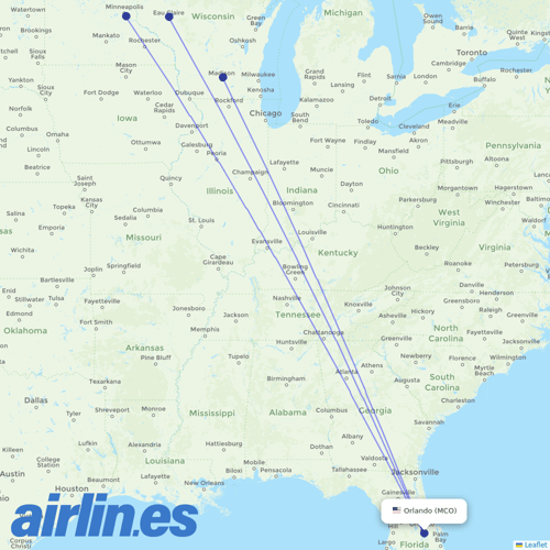 Sun Country Airlines at MCO route map
