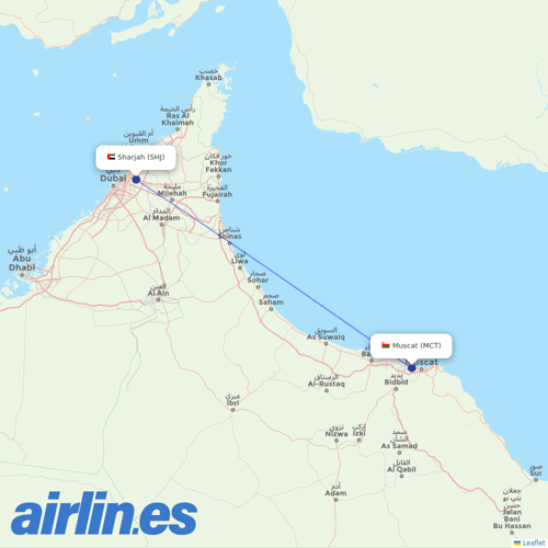 Air Arabia at MCT route map