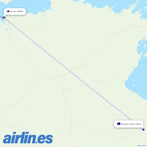 Airnorth at MCV route map