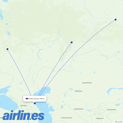 Ural Airlines at MCX route map