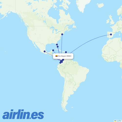 AVIANCA at MDE route map