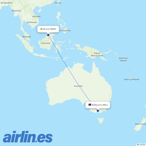 Royal Brunei Airlines at MEL route map
