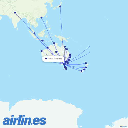 Qantas at MEL route map