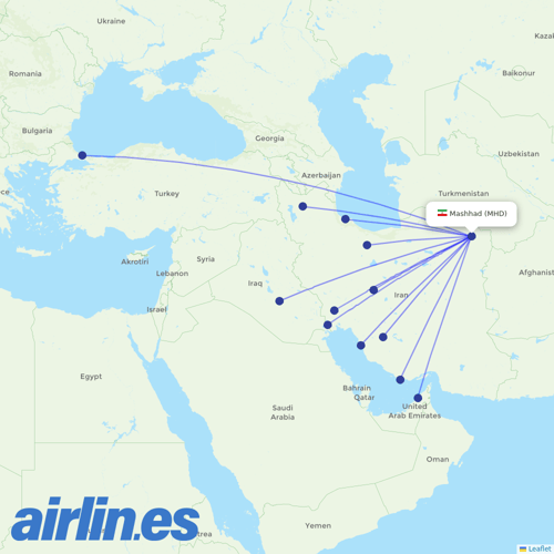 Iran Airtour at MHD route map