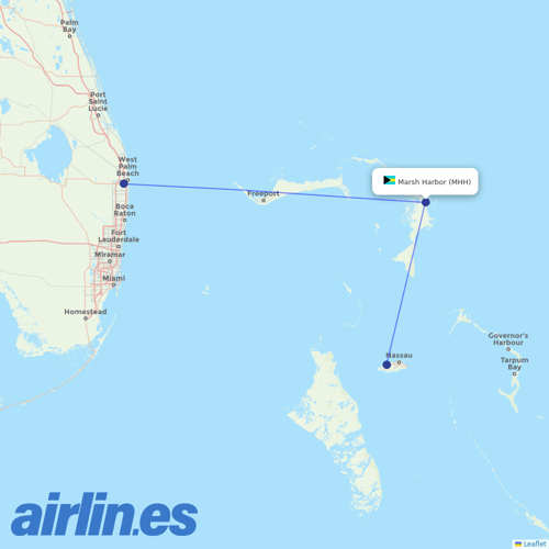 Bahamasair at MHH route map