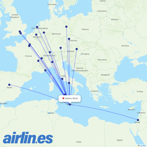 Air Malta at MLA route map