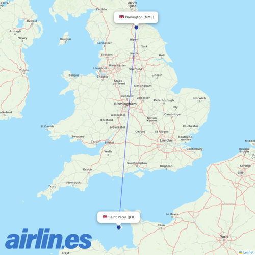 Eastern Airways at MME route map