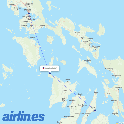 Philippine Airlines at MPH route map