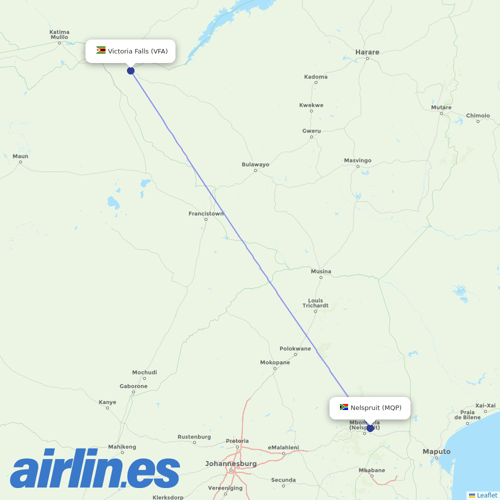 Fastjet at MQP route map