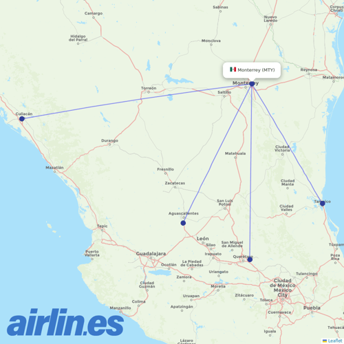 TAR Aerolineas at MTY route map