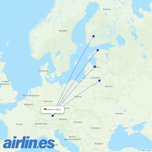 Air Baltic at MUC route map
