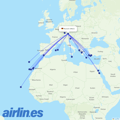 TUIfly at MUC route map