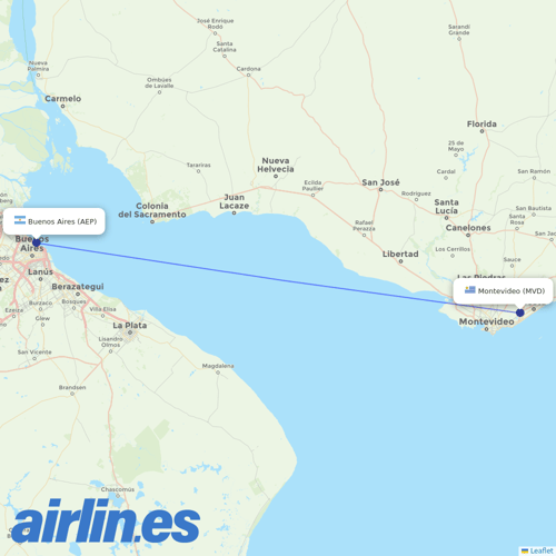 Aerolineas Argentinas at MVD route map