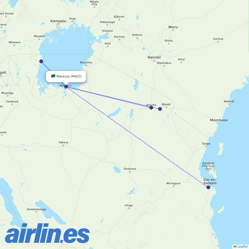 Precision Air at MWZ route map