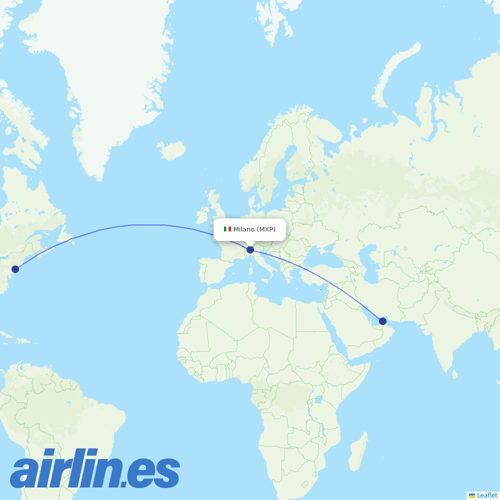 Emirates at MXP route map