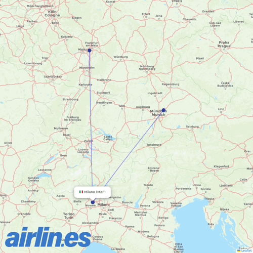 Air Dolomiti at MXP route map
