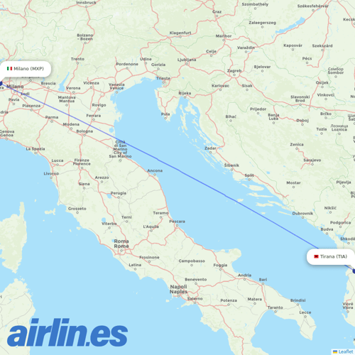 Air Albania at MXP route map