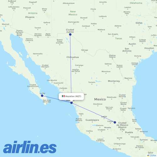 TAR Aerolineas at MZT route map