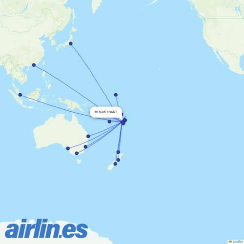 Fiji Airways at NAN route map