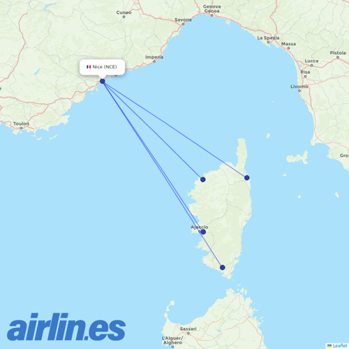 Air Corsica at NCE route map