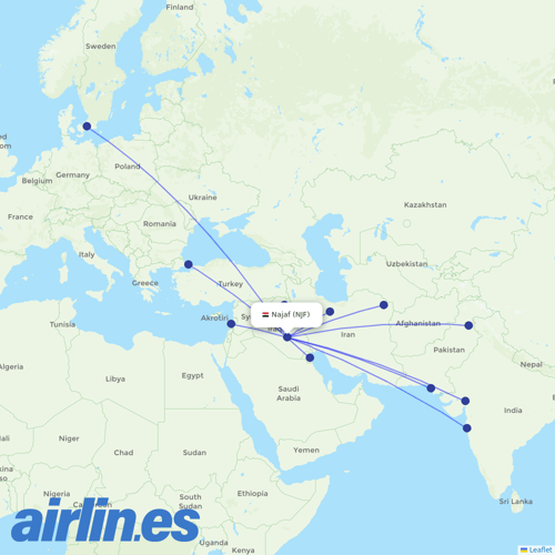Iraqi Airways at NJF route map