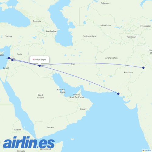 Fly Baghdad at NJF route map