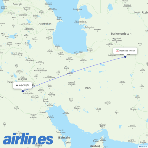 AIS Airlines at NJF route map