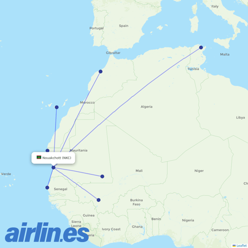 Mauritania Airlines International at NKC route map