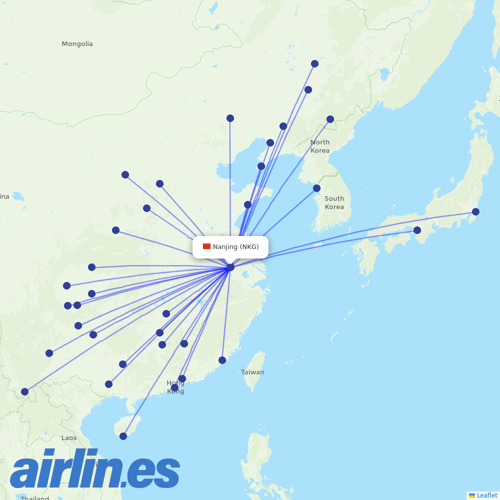 Juneyao Airlines at NKG route map