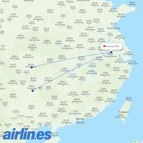 West Air (China) at NKG route map
