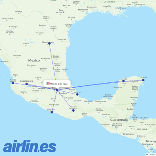 Aeromexico at NLU route map