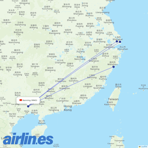 Shanghai Airlines at NNG route map