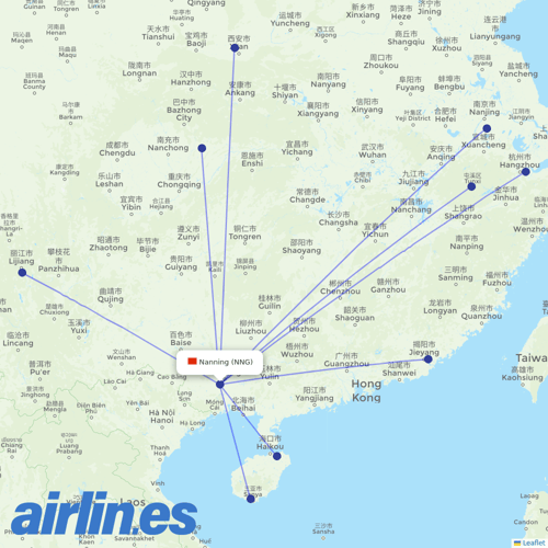 Beijing Capital Airlines at NNG route map