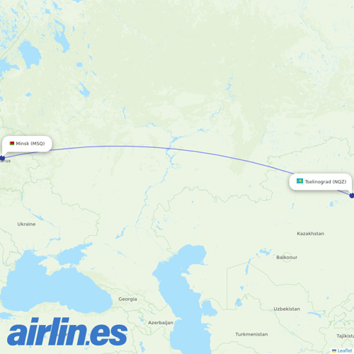 Belavia at NQZ route map