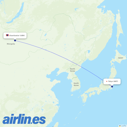 Aero Mongolia at NRT route map