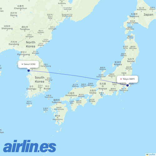 Asiana Airlines at NRT route map