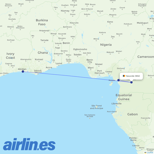 Air Cote D'Ivoire at NSI route map