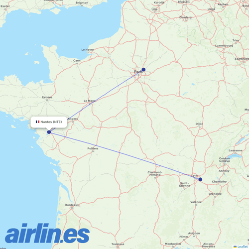 Air France at NTE route map