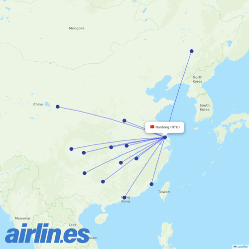 Donghai Airlines at NTG route map