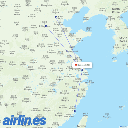 Hebei Airlines at NTG route map