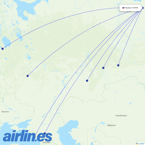 Yamal Airlines at NYM route map