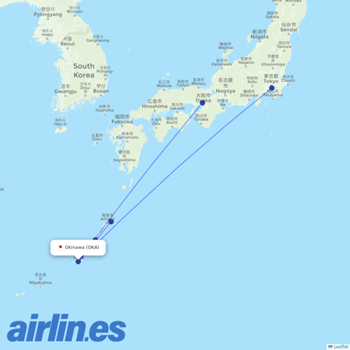 JAL at OKA route map
