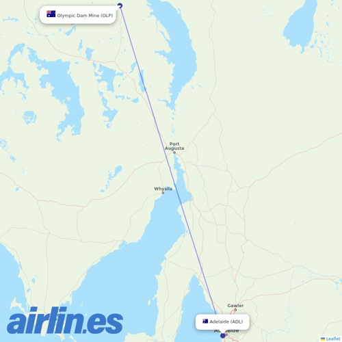Alliance Airlines at OLP route map