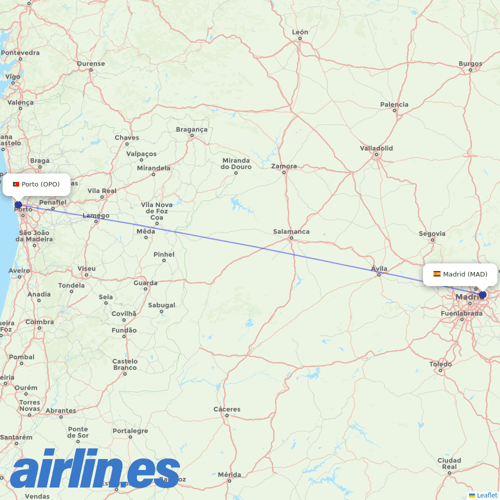 Air Europa at OPO route map