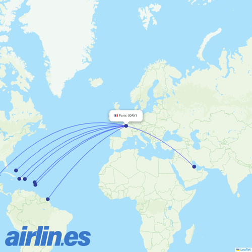 Air Caraibes at ORY route map
