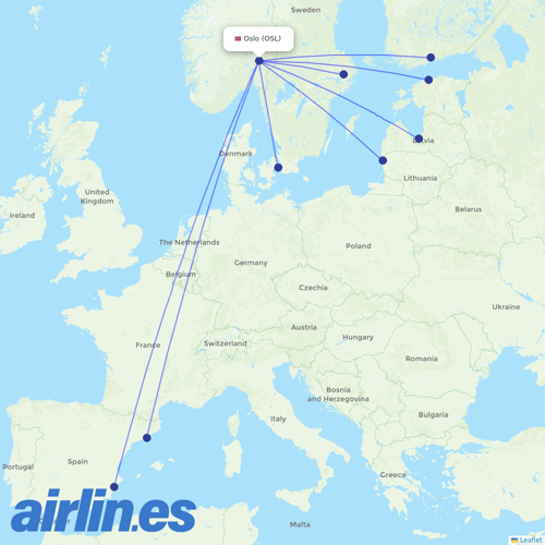 Norwegian Air Intl at OSL route map