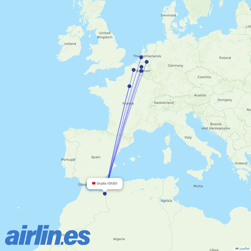 TUI Airlines Belgium at OUD route map