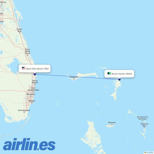 Bahamasair at PBI route map