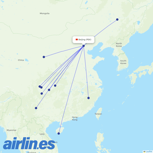 Sichuan Airlines at PEK route map