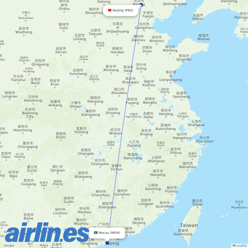 Air Macau at PEK route map